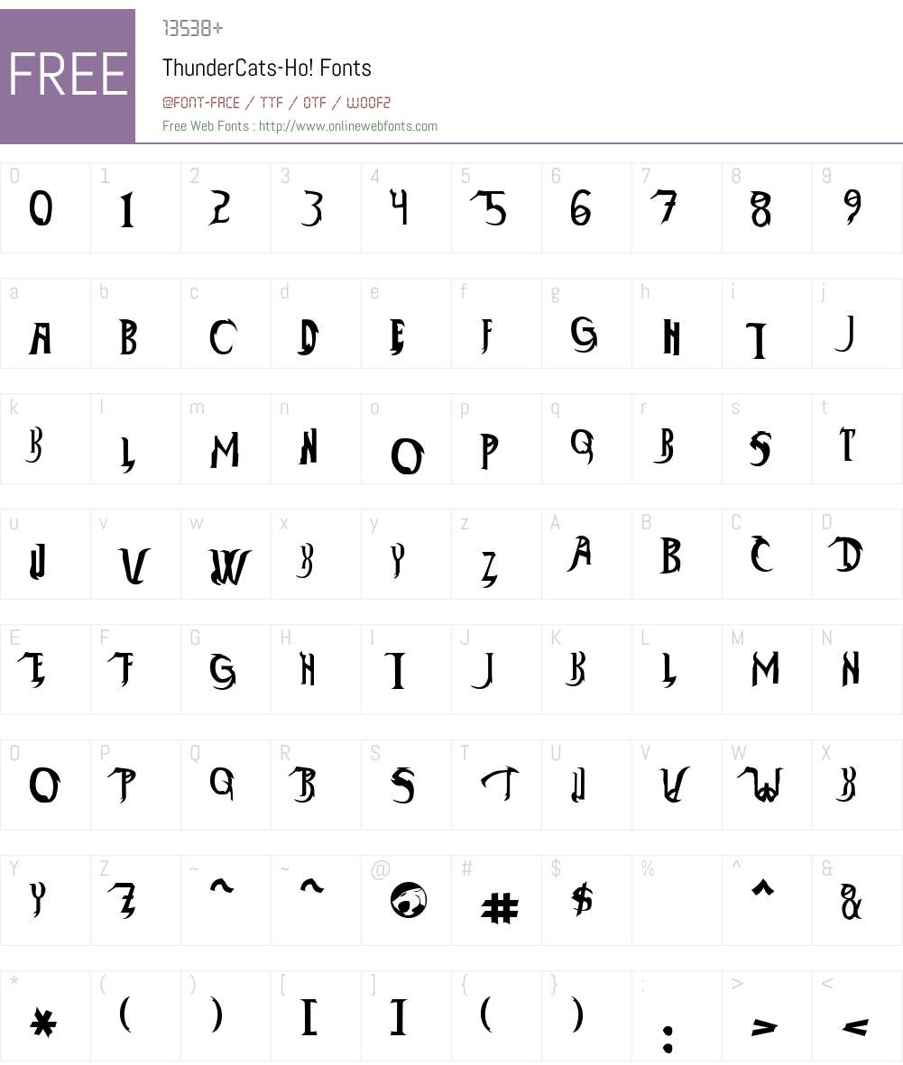 ThunderCats-Ho! Font Screenshots