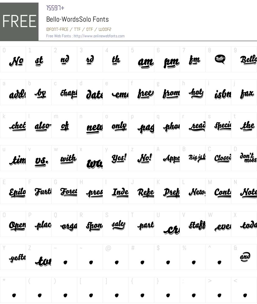Bello Words Solo Font Screenshots