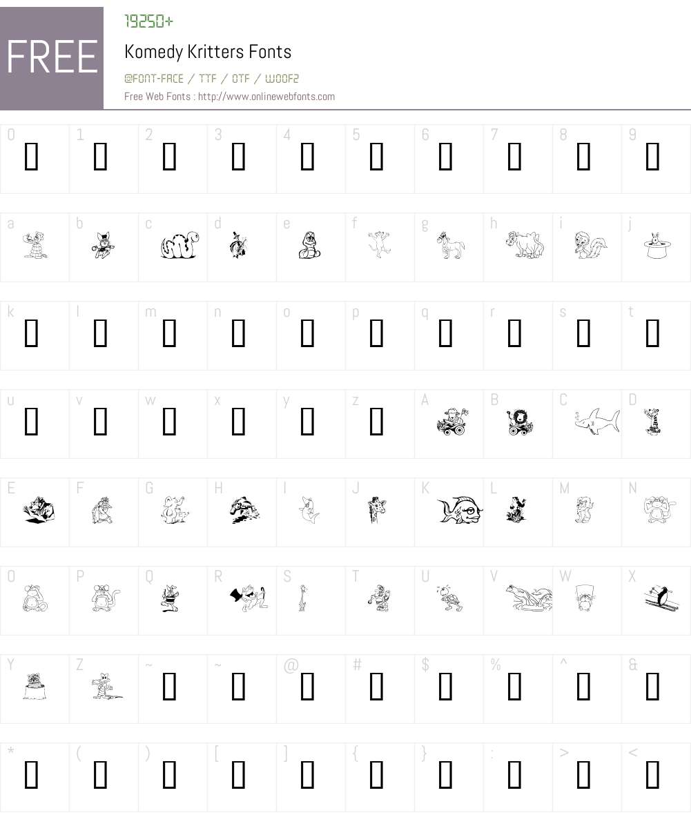 Komedy Kritters Font Screenshots