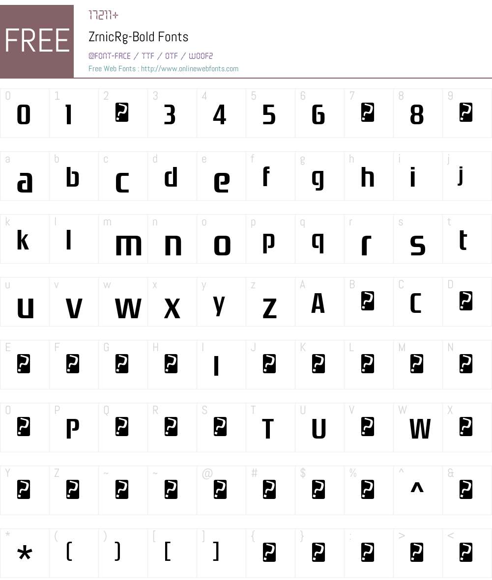 ZrnicRg-Bold Font Screenshots