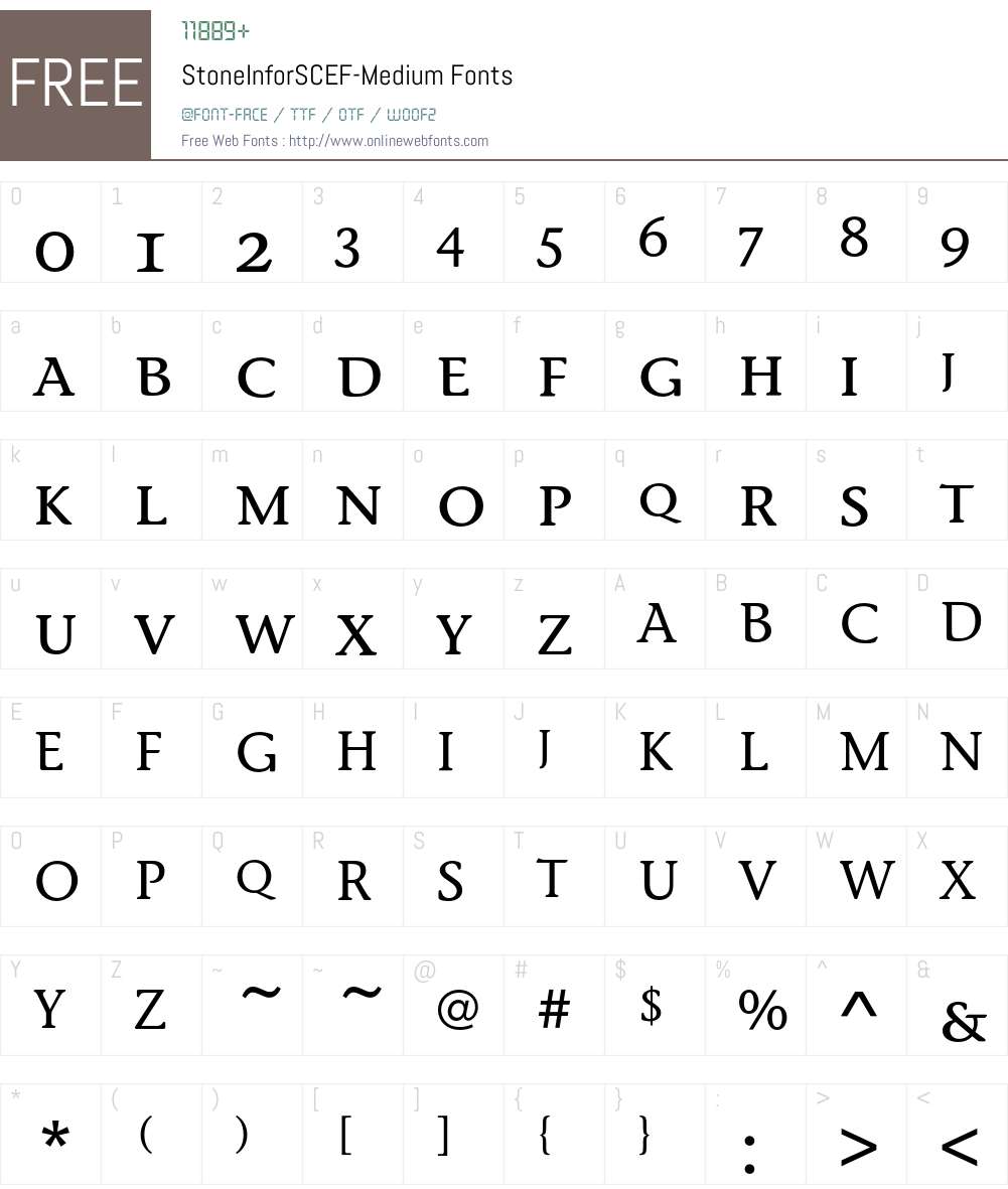 StoneInforSCEF Font Screenshots