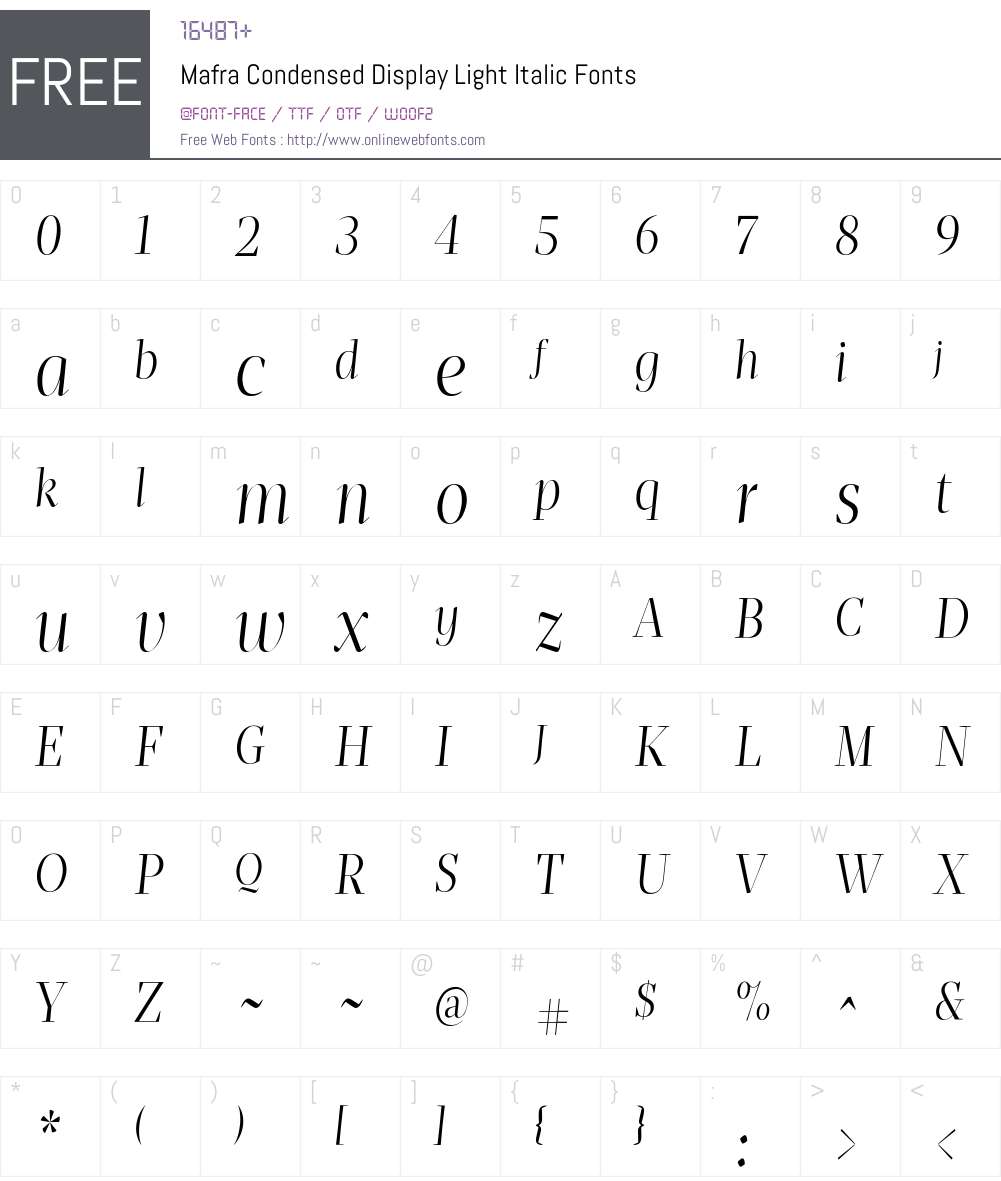 Mafra Condensed Display Light It Font Screenshots