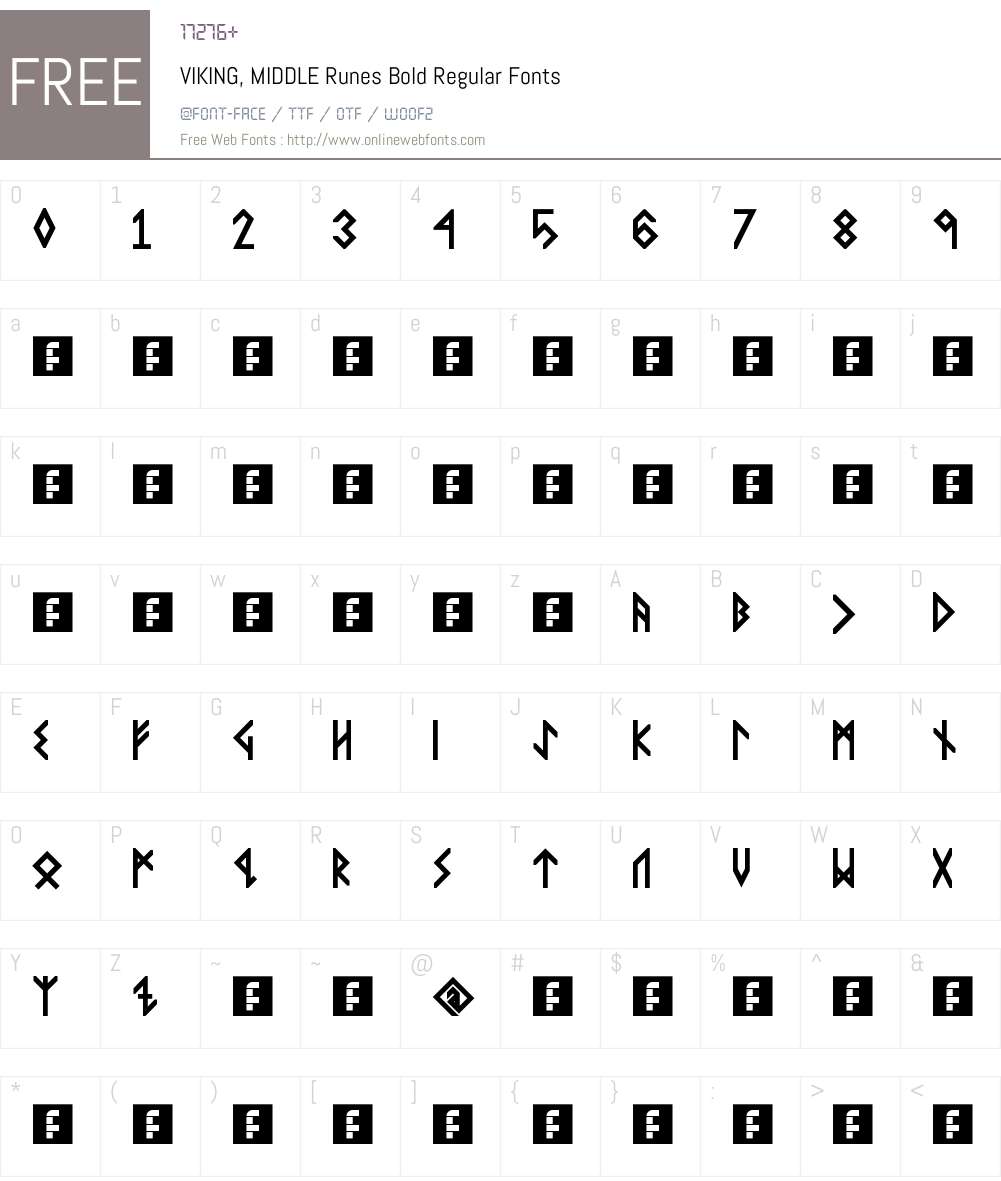 VIKING, MIDDLE Runes Bold Regular 1.0 Fonts Free Download ...