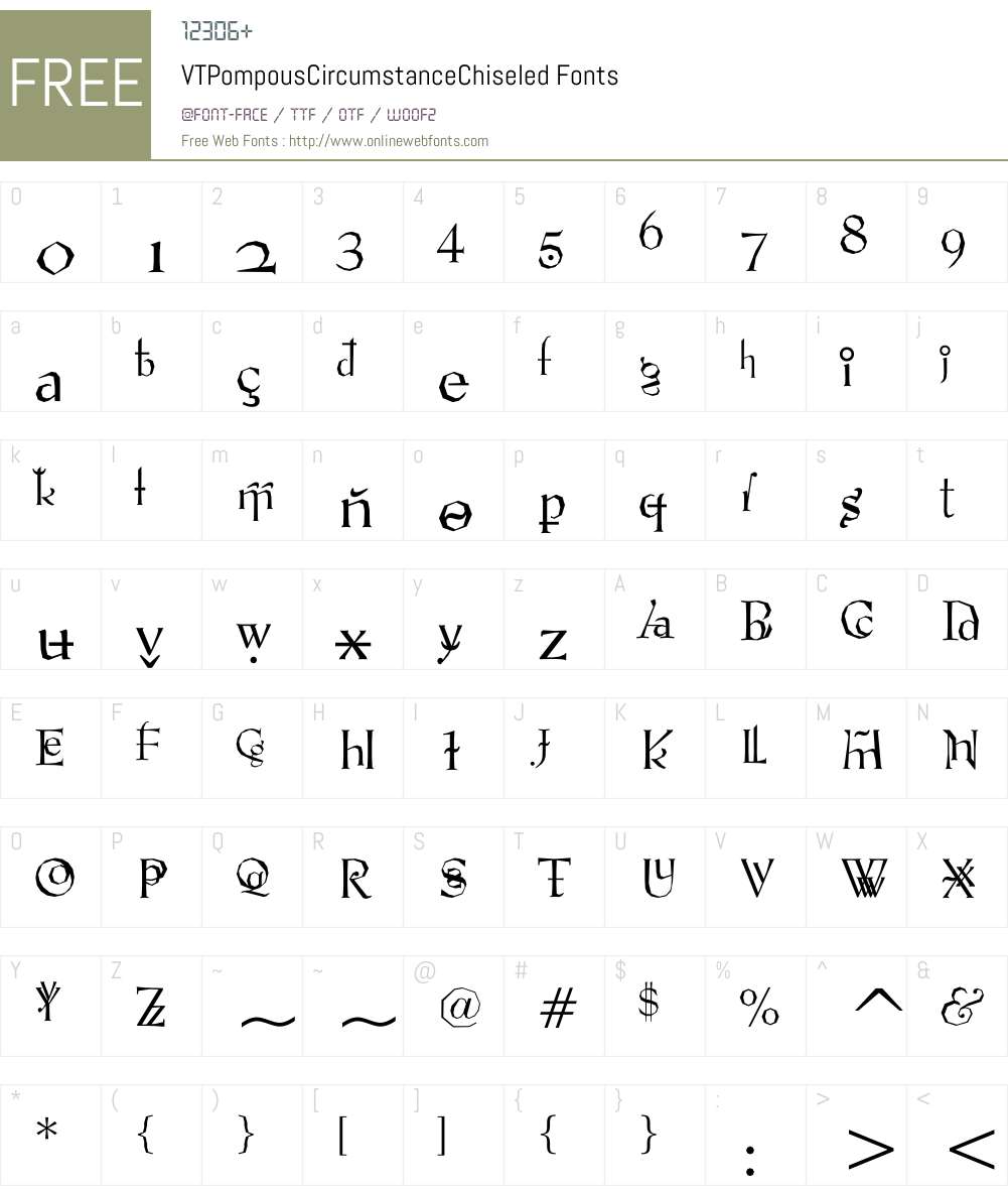 VTPompousCircumstanceChiseled Font Screenshots