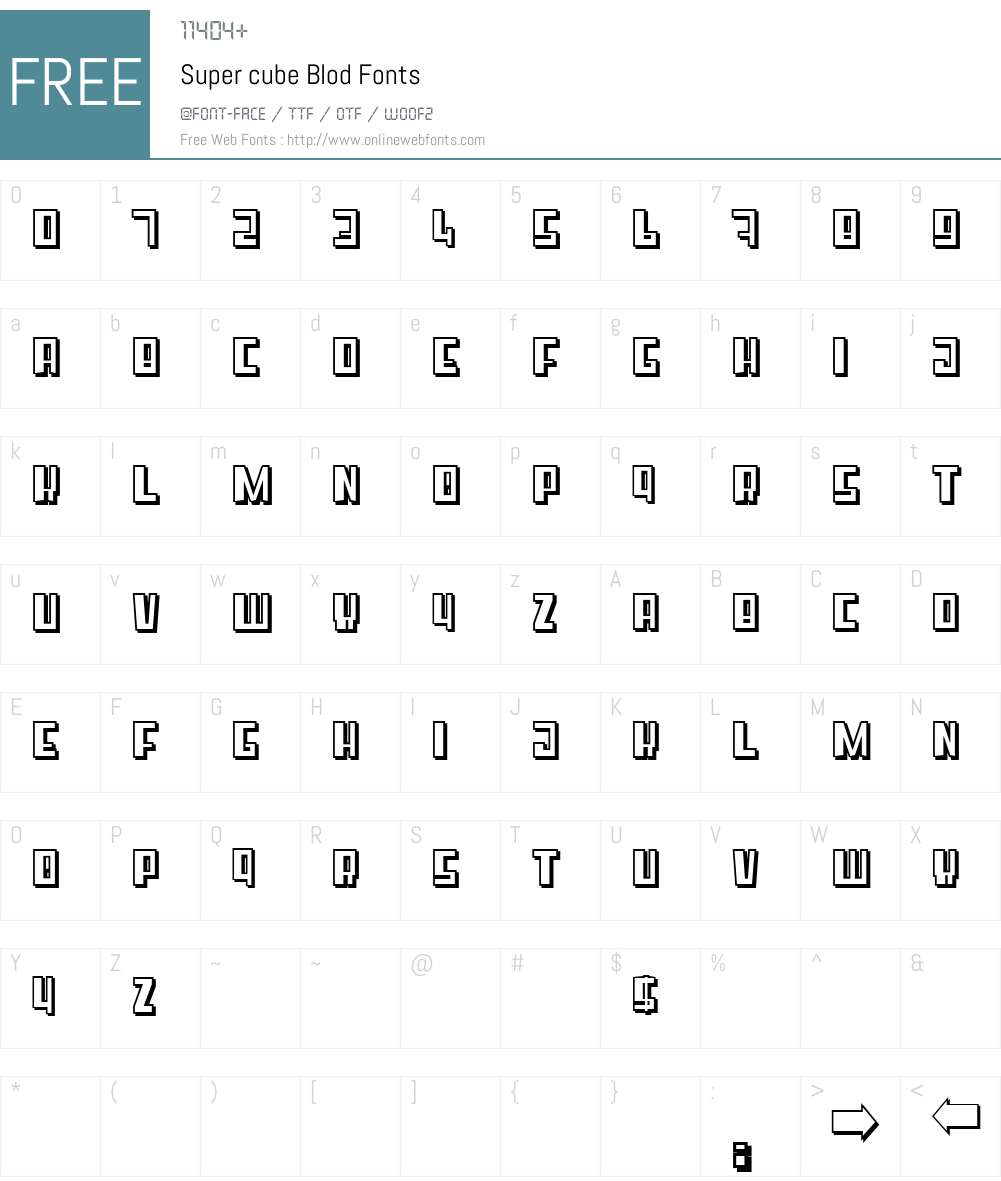 Super cube Blod Font Screenshots