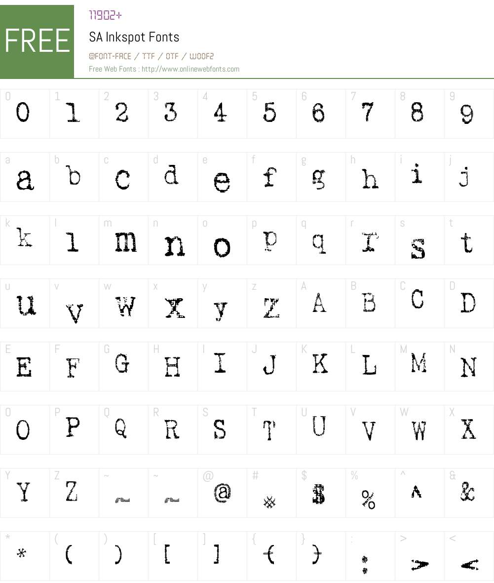 SA Inkspot Font Screenshots