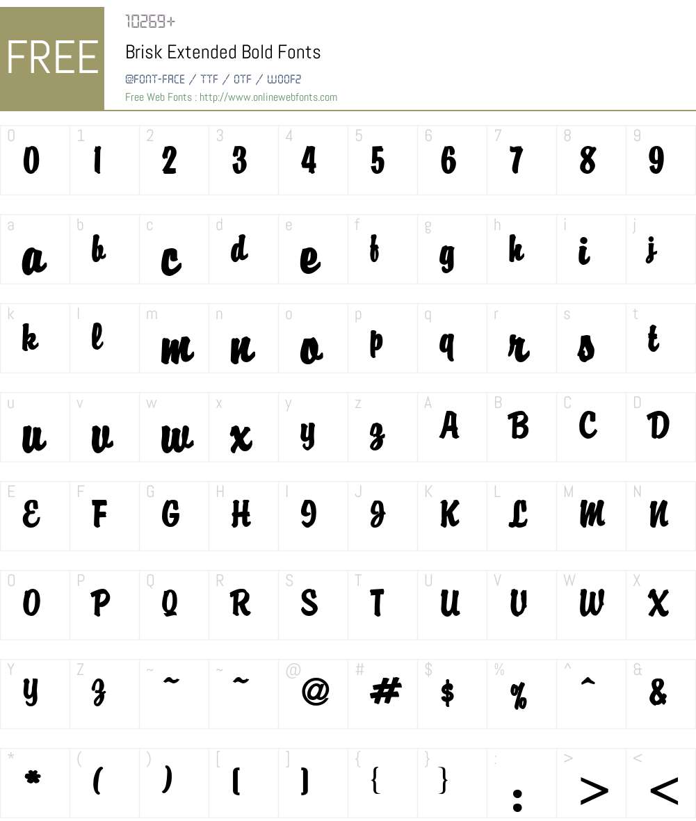 Brisk Extended Font Screenshots