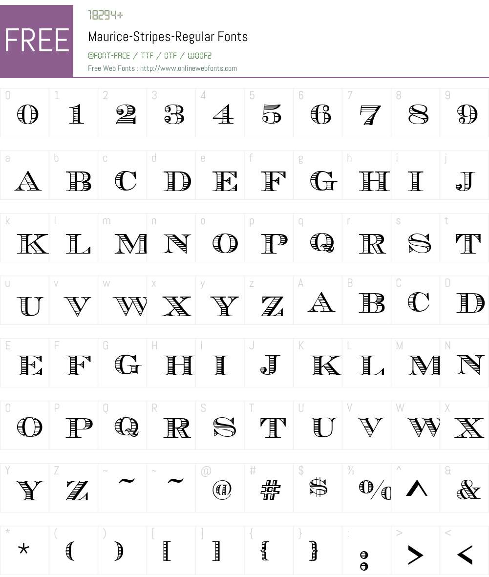 Maurice-Stripes Font Screenshots