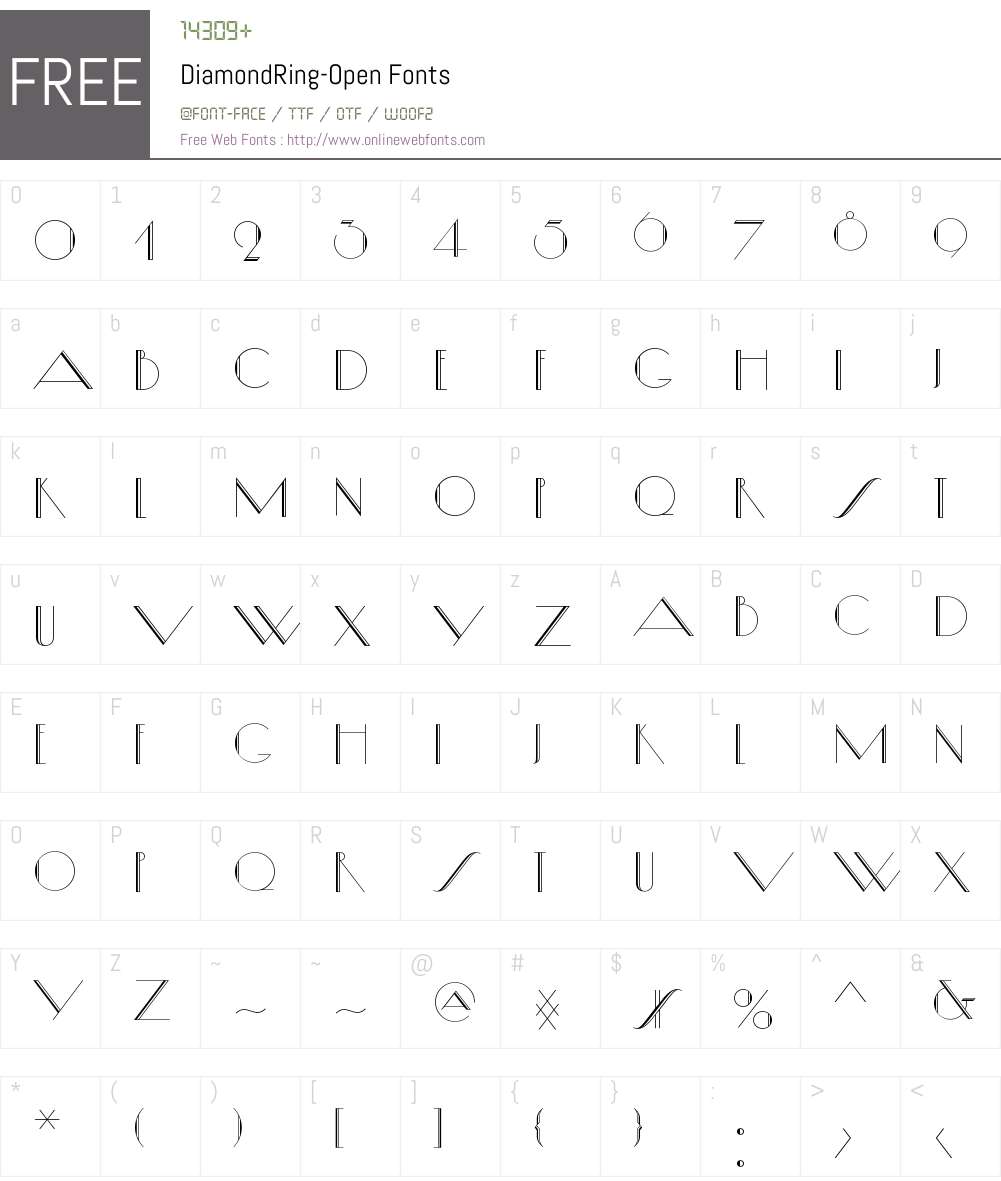 Diamond Ring Open Font Screenshots