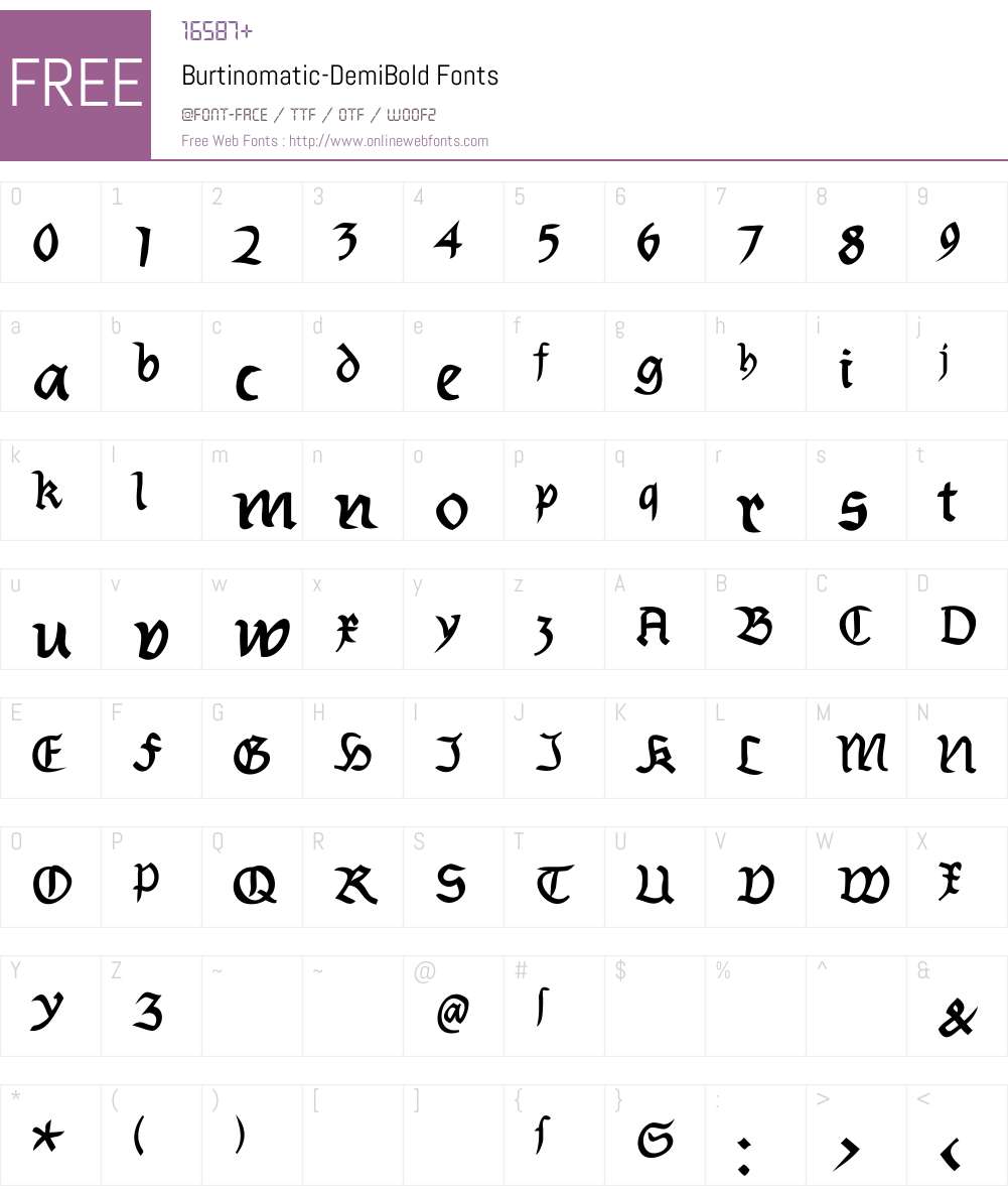 Burtinomatic-DemiBold Font Screenshots