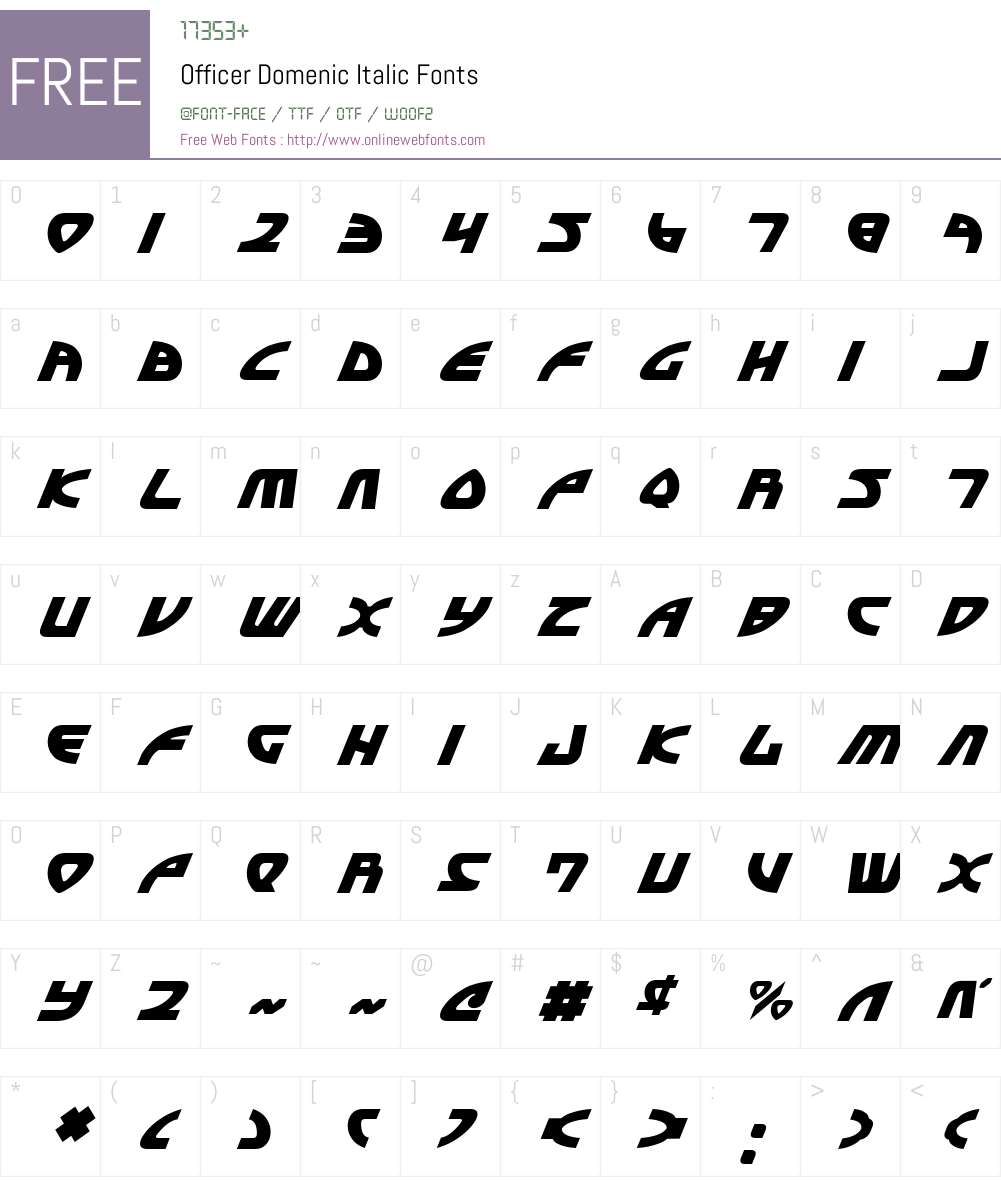 Officer Domenic Italic Font Screenshots