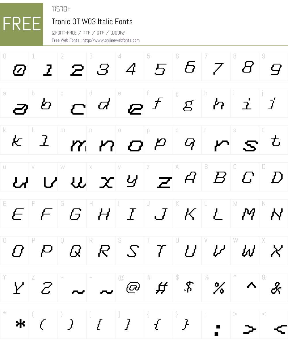FF Tronic Font Screenshots