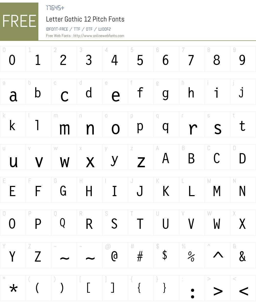 Letter Gothic 12 Pitch Font Screenshots