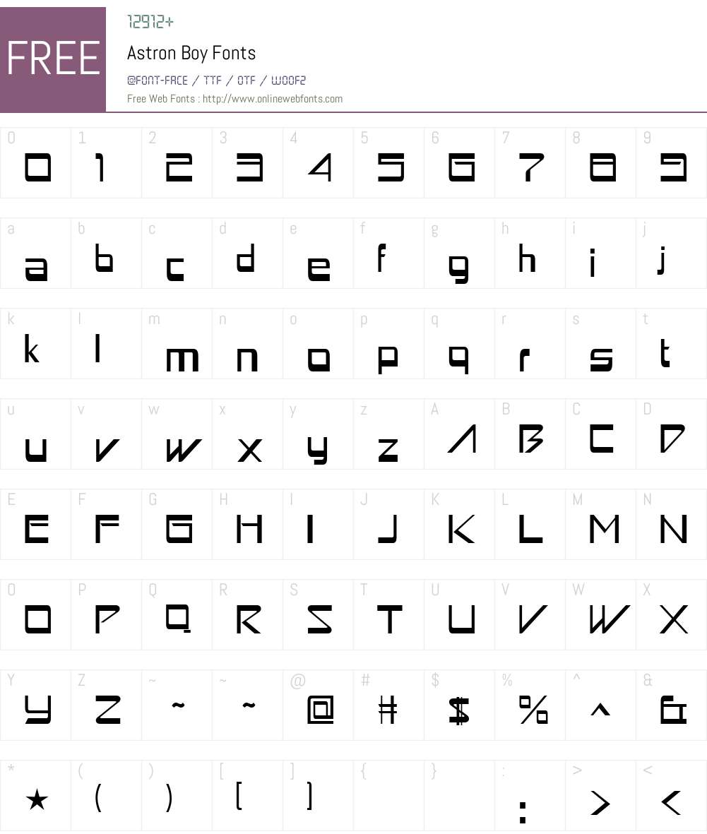 Astron Boy Font Screenshots