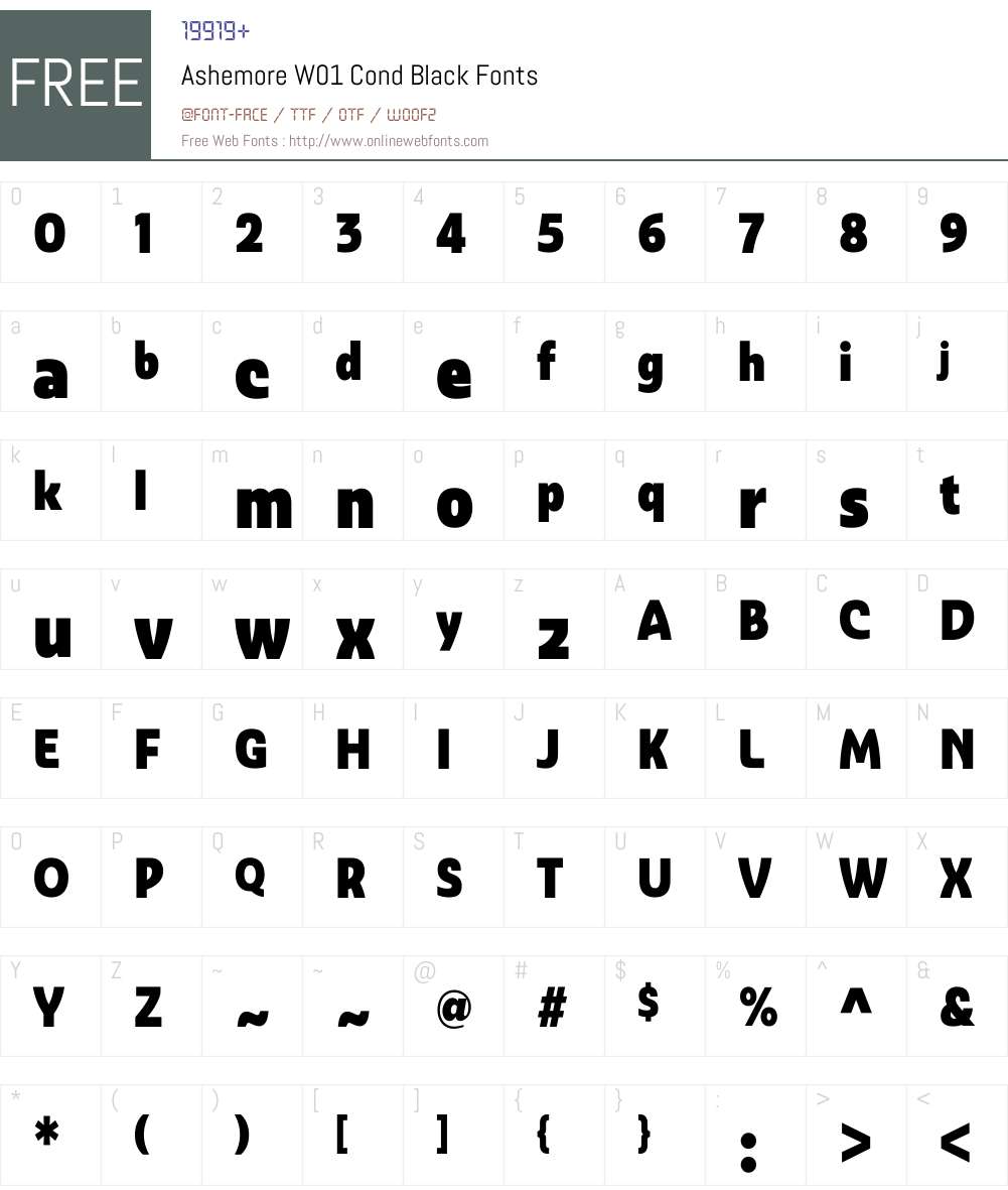 AshemoreW01-CondBlack Font Screenshots