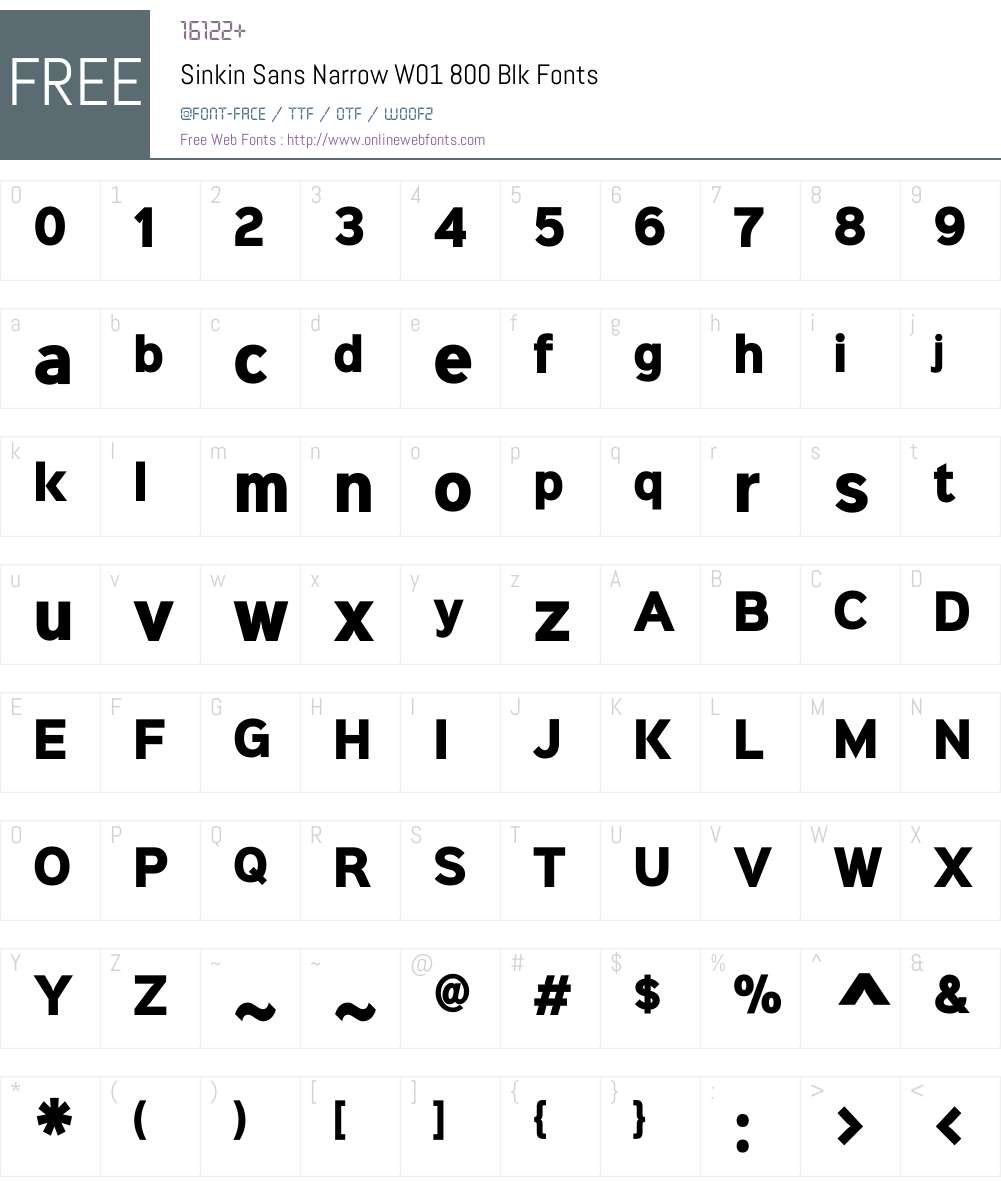 SinkinSansNarrowW01-800Blk Font Screenshots