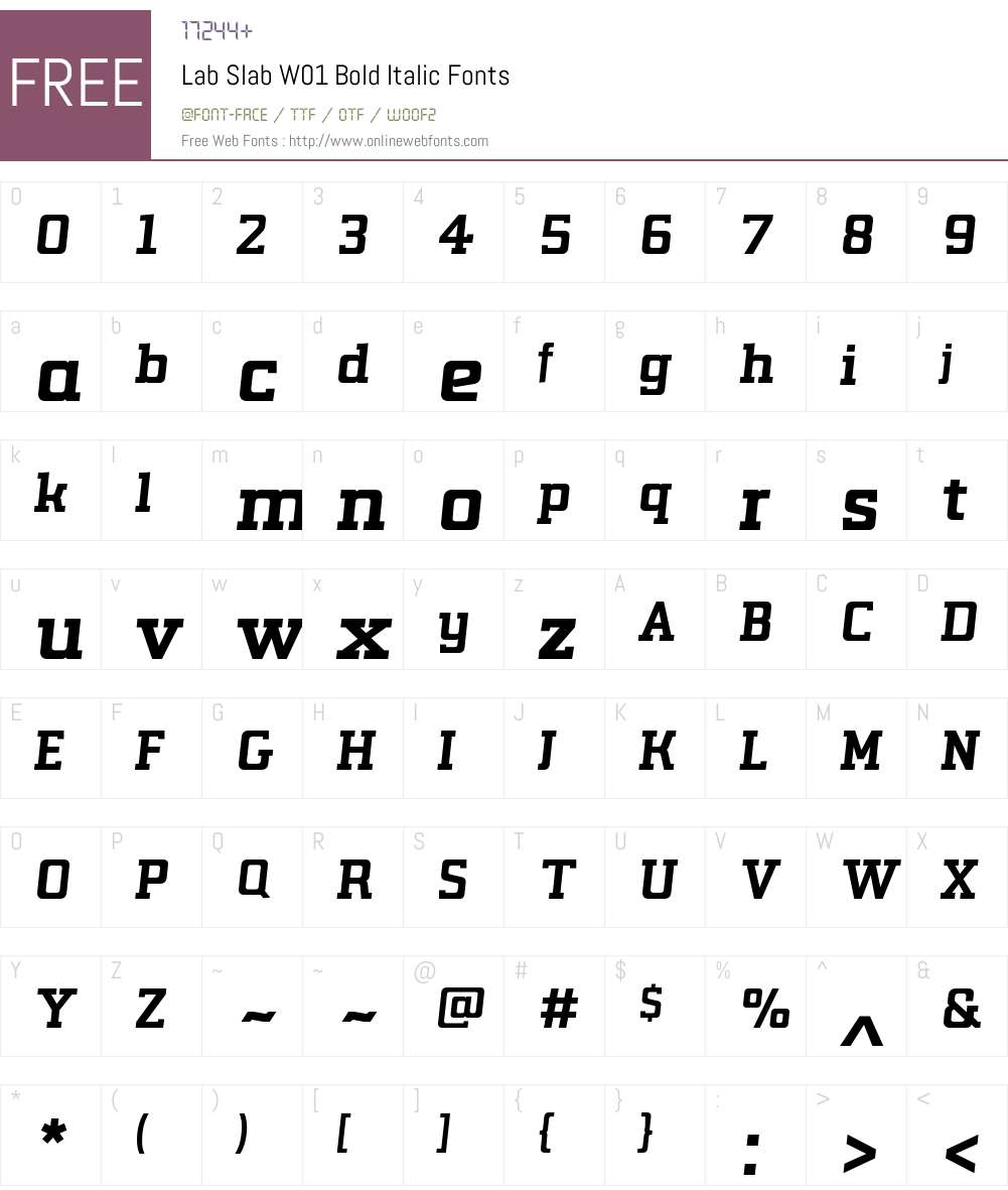 LabSlabW01-BoldItalic Font Screenshots