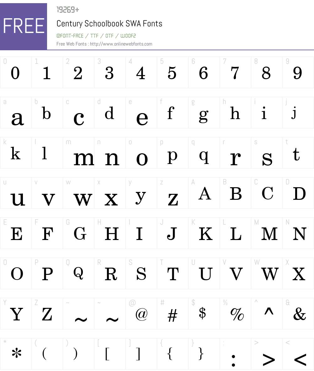 Century Schoolbook SWA Font Screenshots