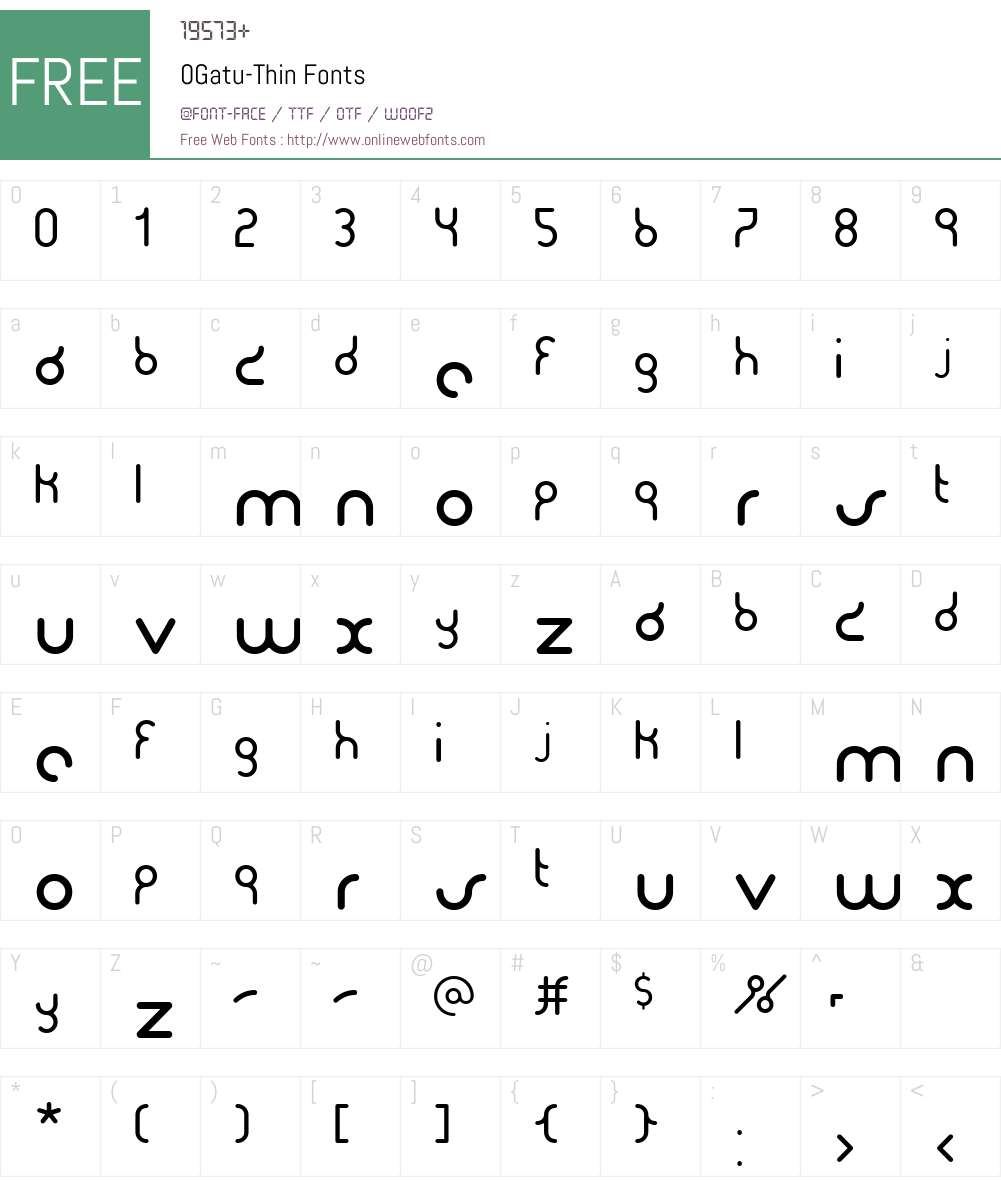 0Gatu-Thin Font Screenshots