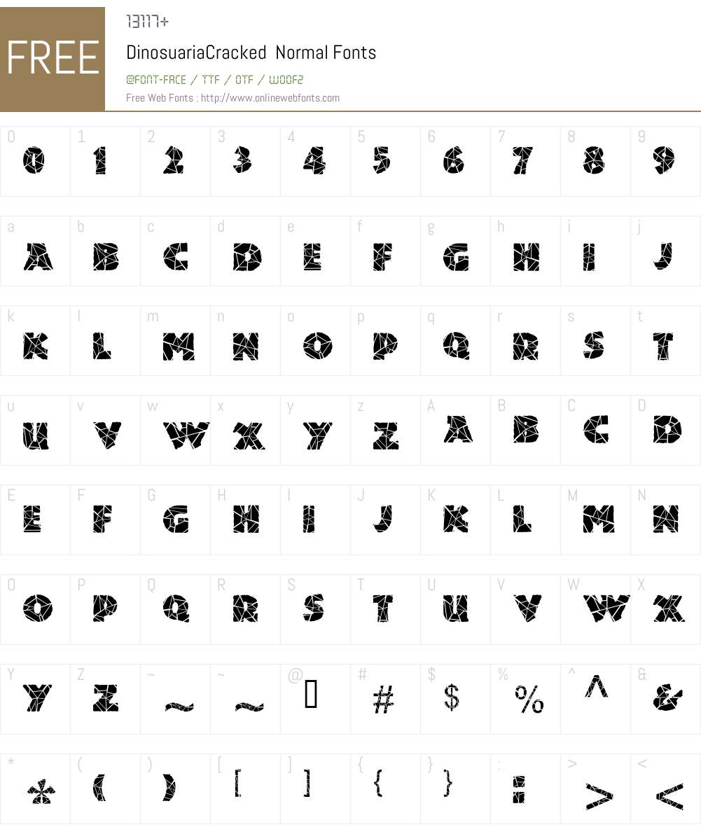 DinosuariaCracked Font Screenshots