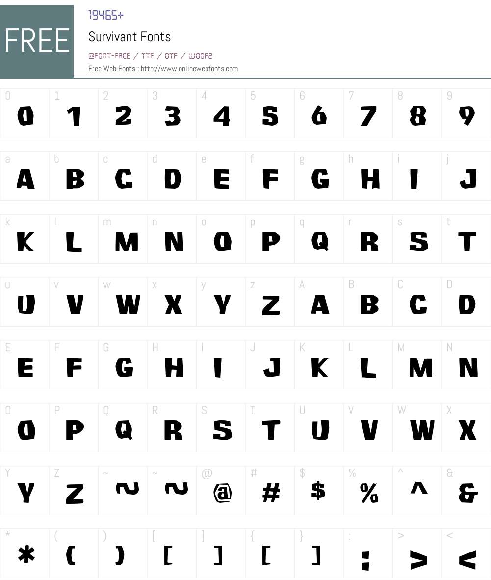 Survivant Font Screenshots