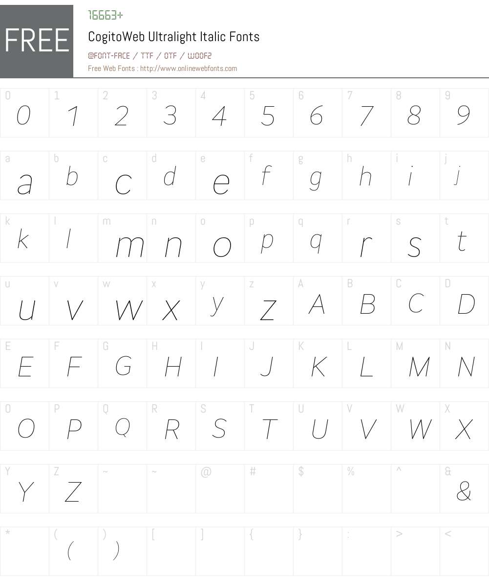 CogitoWeb Ultralight Font Screenshots