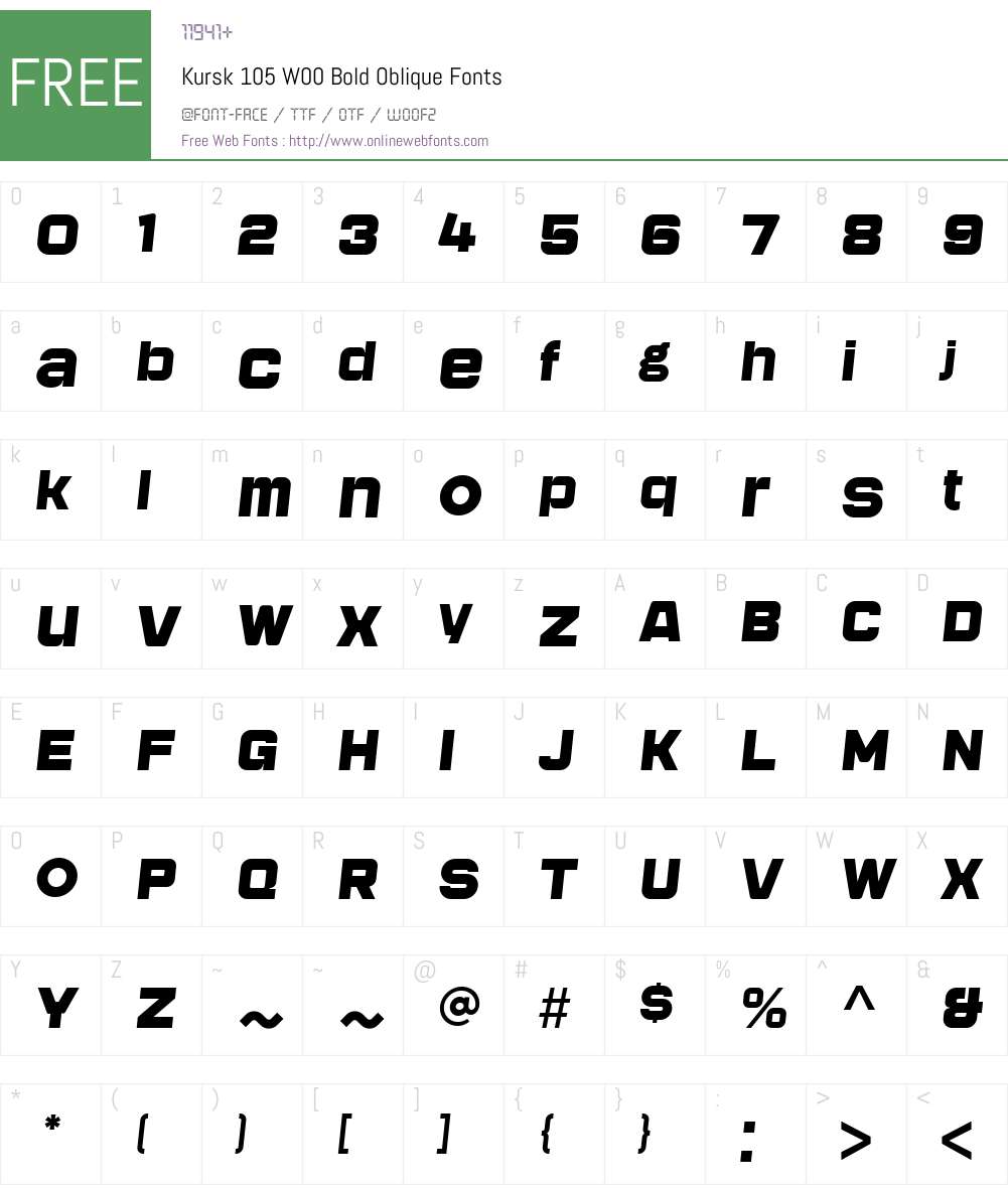Kursk105W00-BoldOblique Font Screenshots
