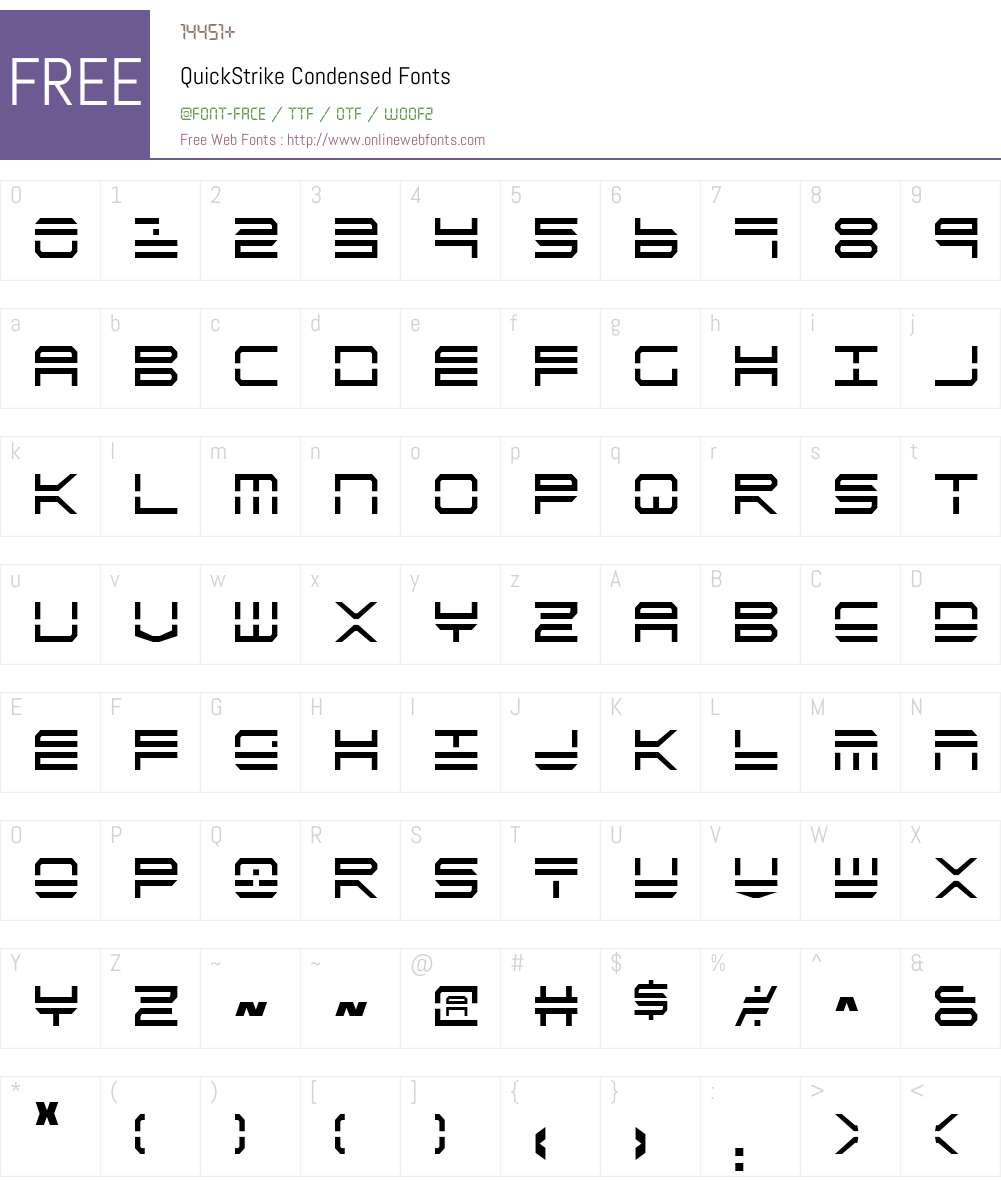 QuickStrike Condensed Font Screenshots