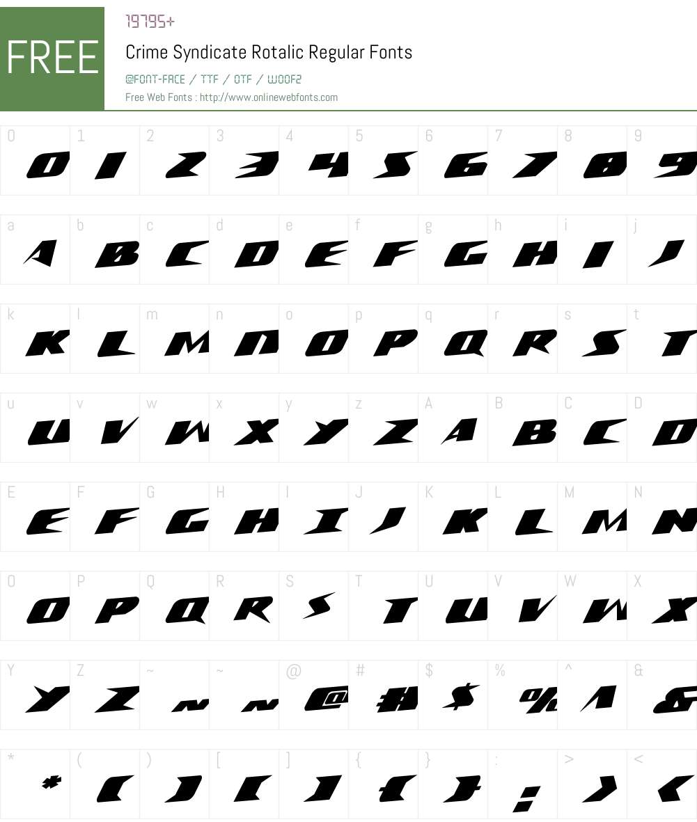 Crime Syndicate Rotalic Font Screenshots