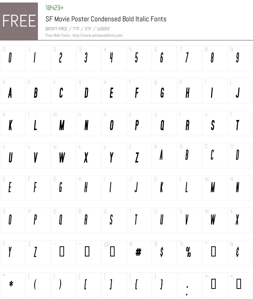 SF Movie Poster Condensed Font Screenshots