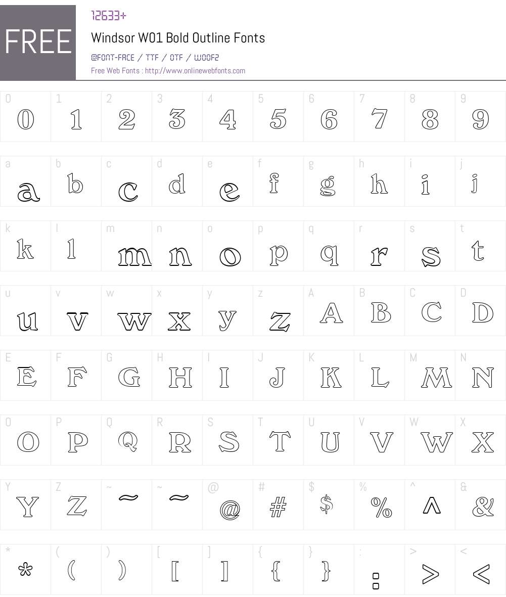 WindsorW01-BoldOutline Font Screenshots