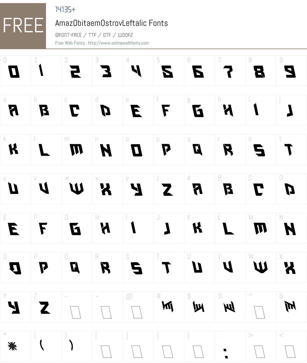 AmazObitaemOstrovLeftalic Font Screenshots