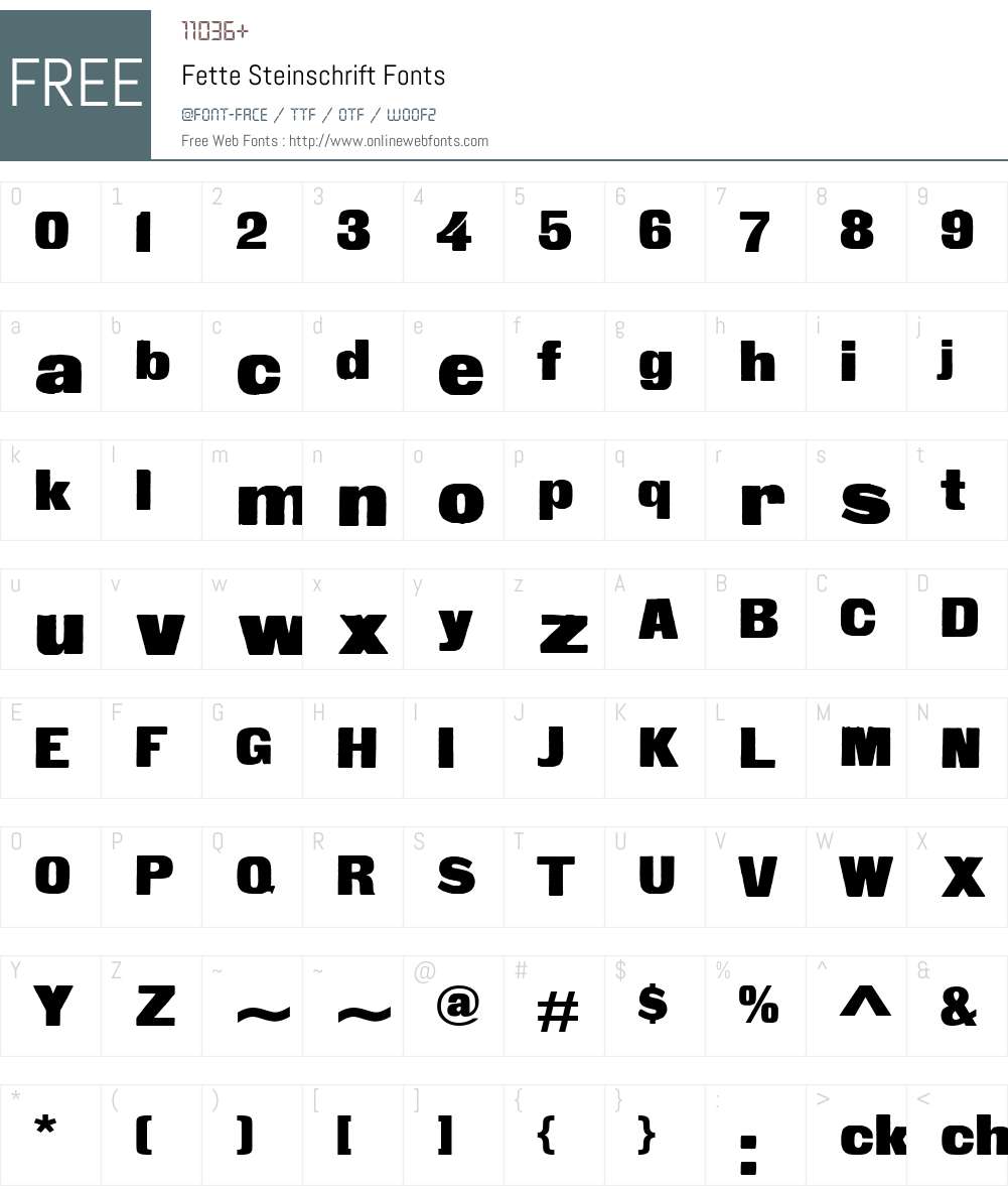 Fette Steinschrift Font Screenshots