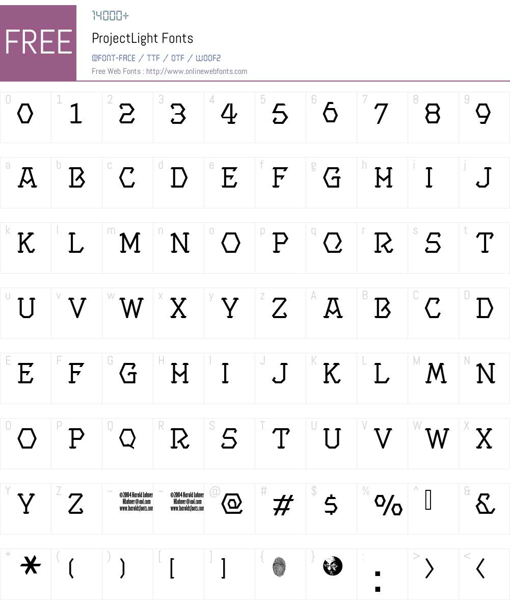 ProjectLight Font Screenshots