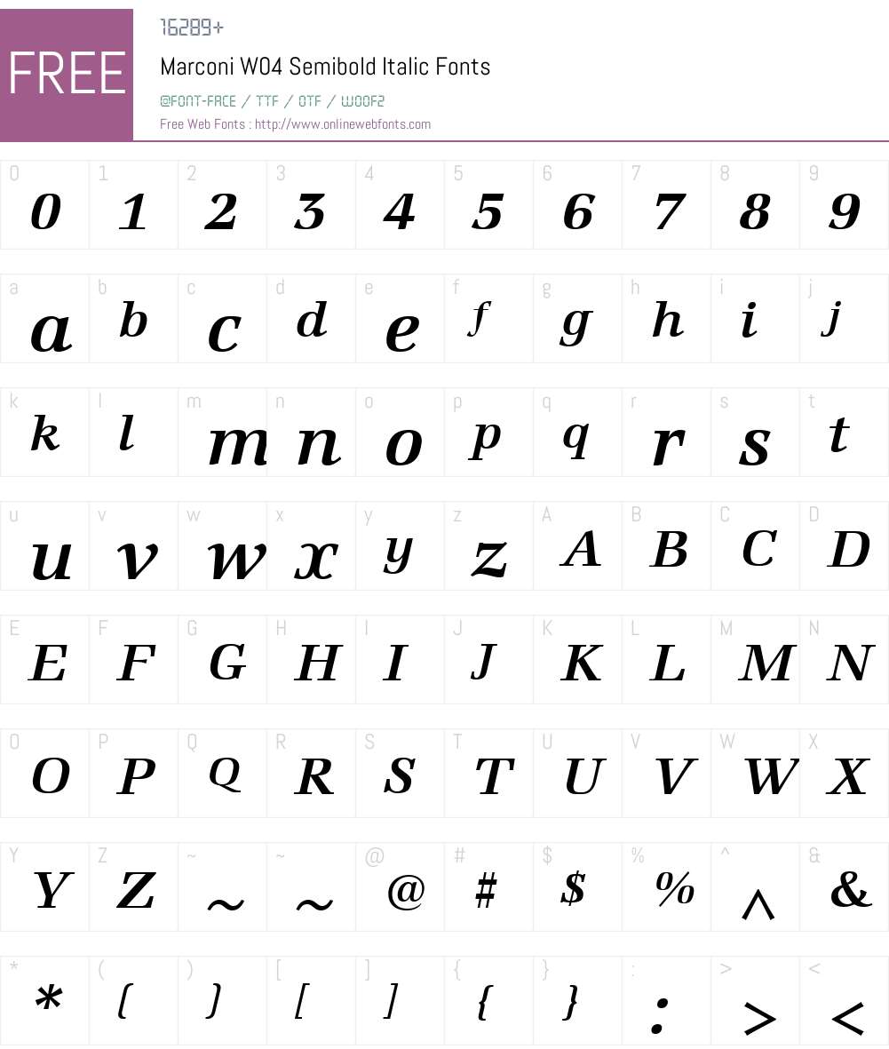 Marconi Font Screenshots