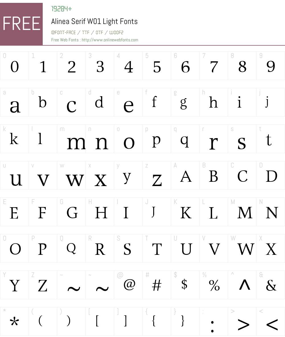 AlineaSerifW01-Light Font Screenshots