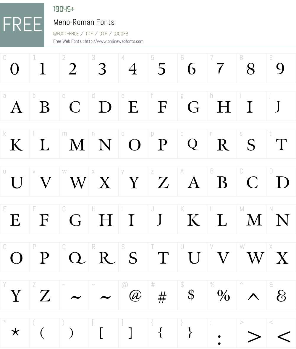 Meno Font Screenshots