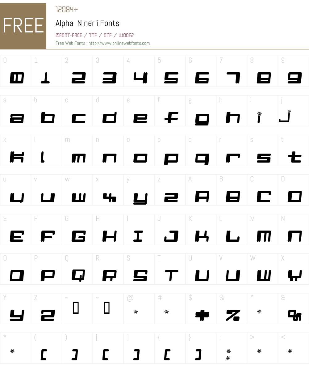 Alpha Niner i Font Screenshots