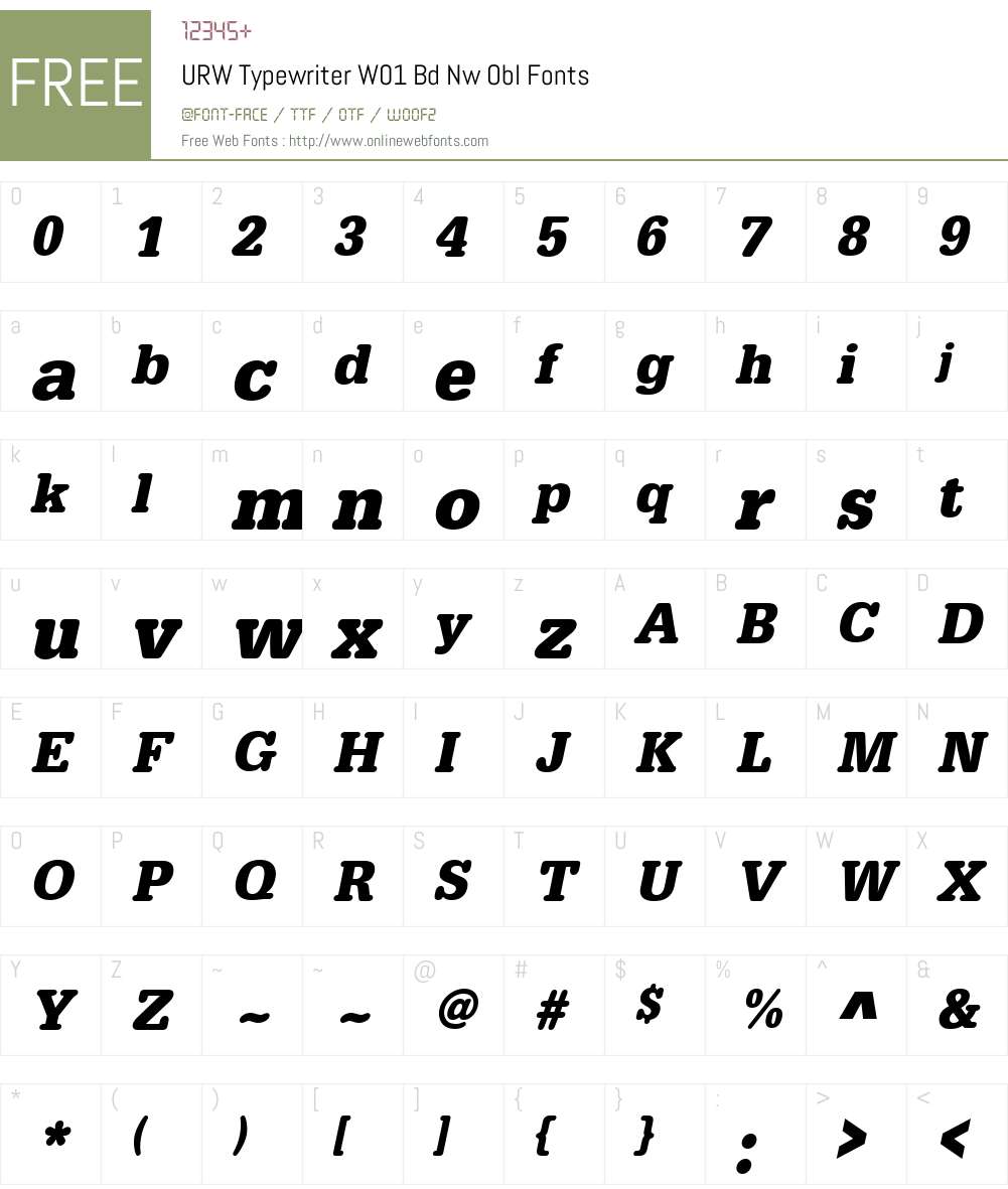 URWTypewriterW01-BdNwObl Font Screenshots