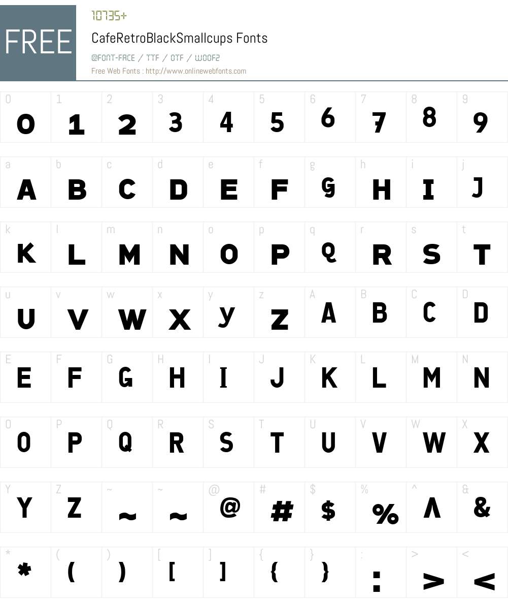 CafeRetroW00-BlackSC Font Screenshots