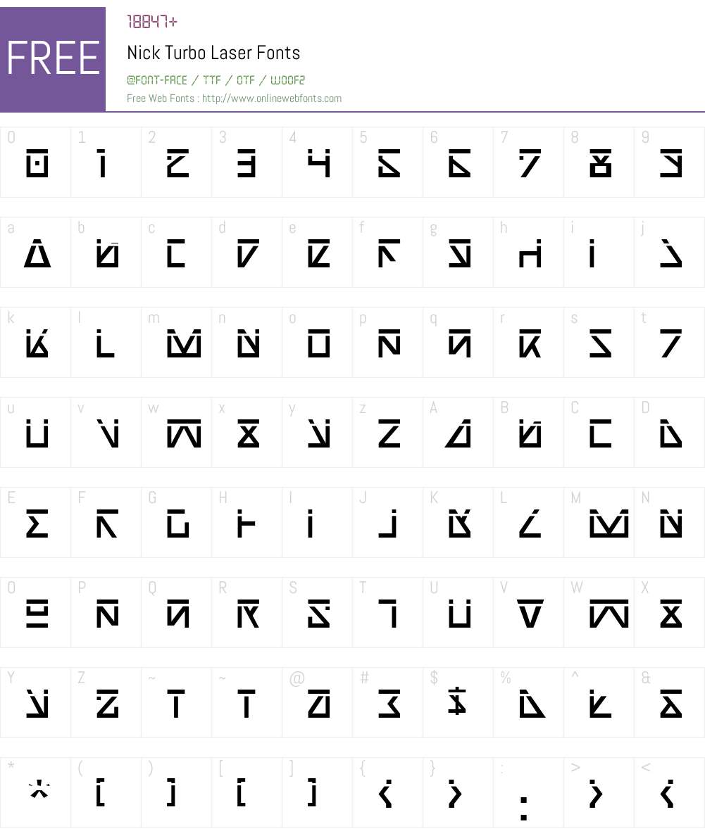 Nick Turbo Laser Font Screenshots