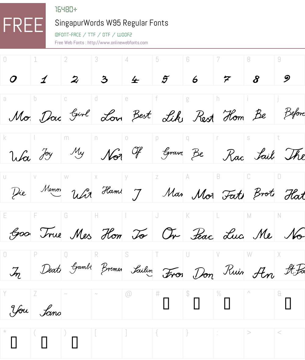 SingapurWords Font Screenshots