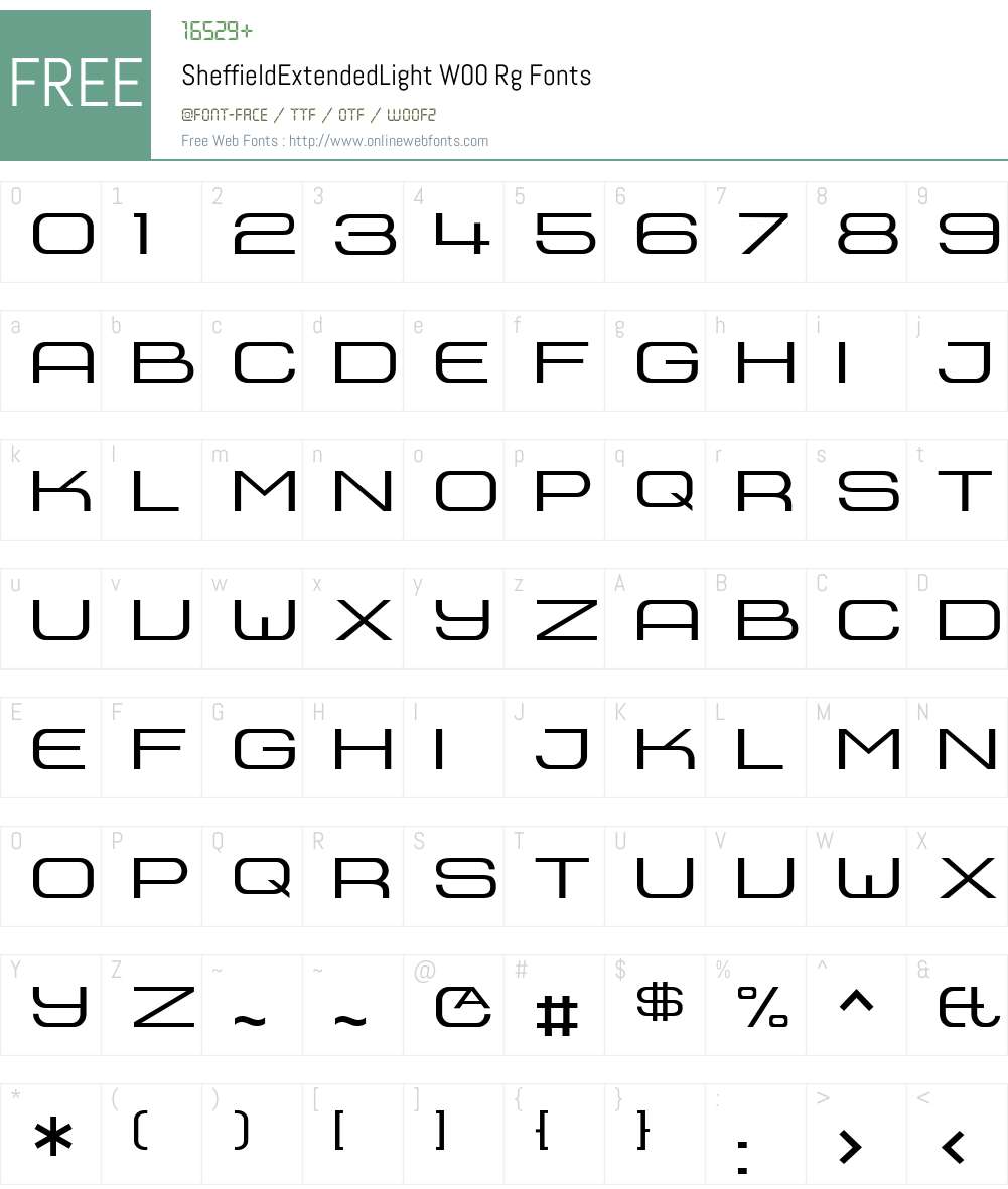 SheffieldExtendedLight Font Screenshots