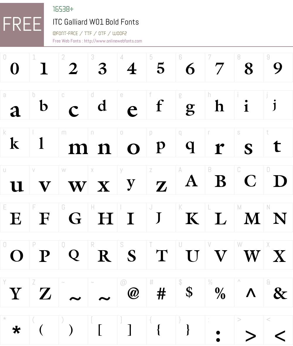 ITCGalliardW01-Bold Font Screenshots