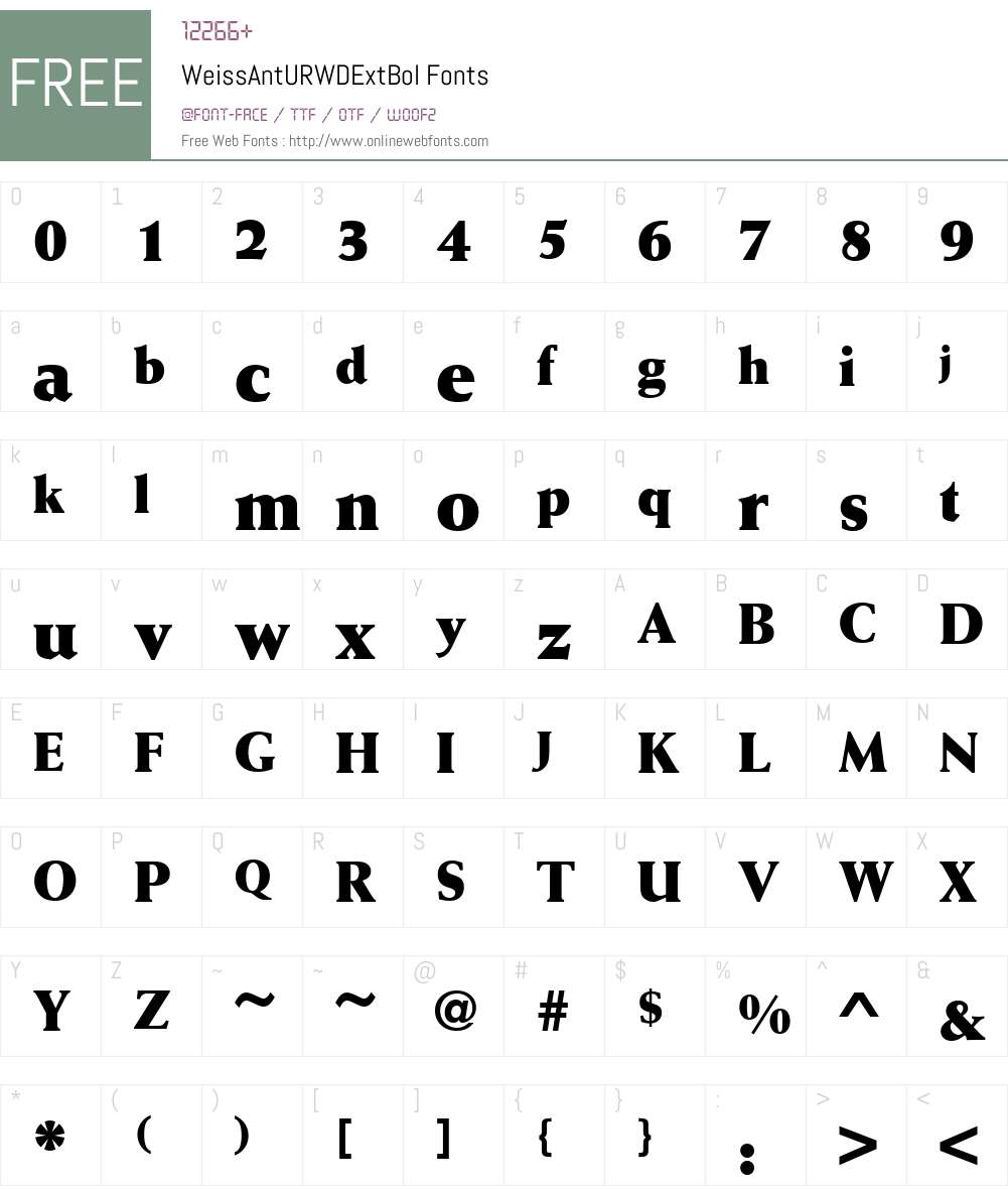 WeissAntURWD-ExtBol Font Screenshots