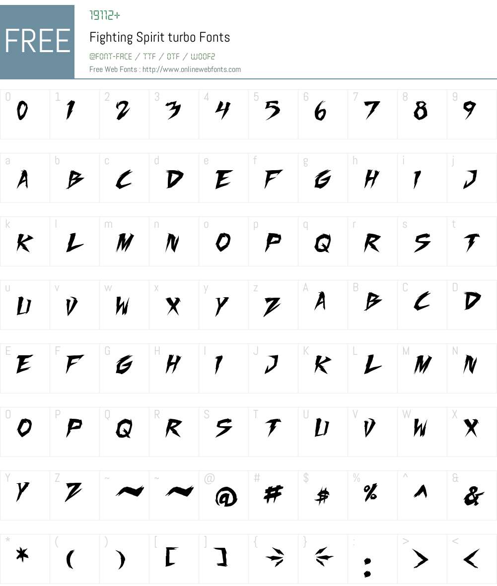 Fighting Spirit turbo Font Screenshots