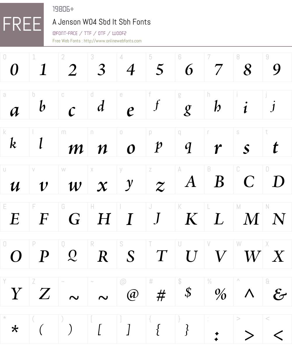 AJensonW04-SbdItSbh Font Screenshots