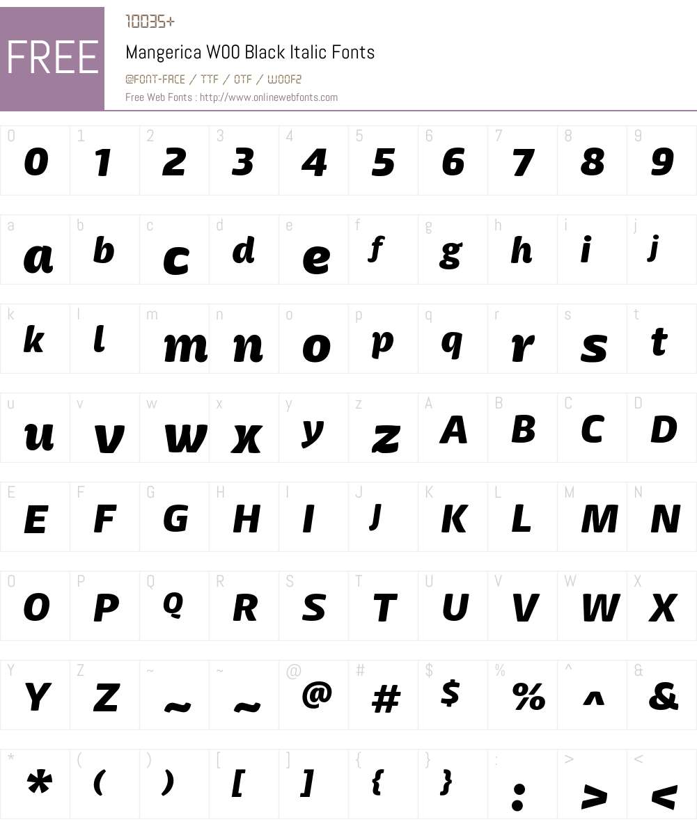 MangericaW00-BlackItalic Font Screenshots