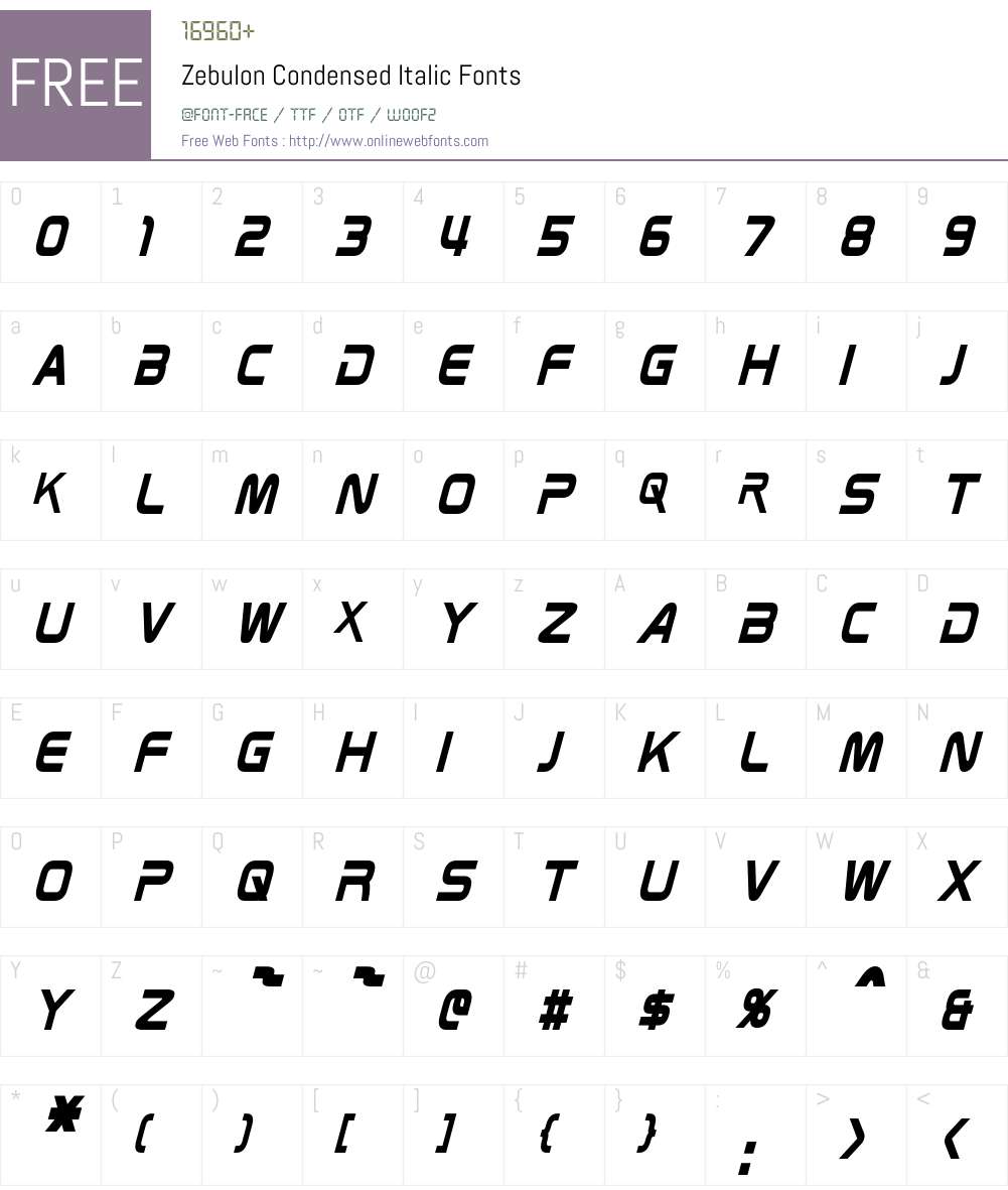 Zebulon Condensed Font Screenshots