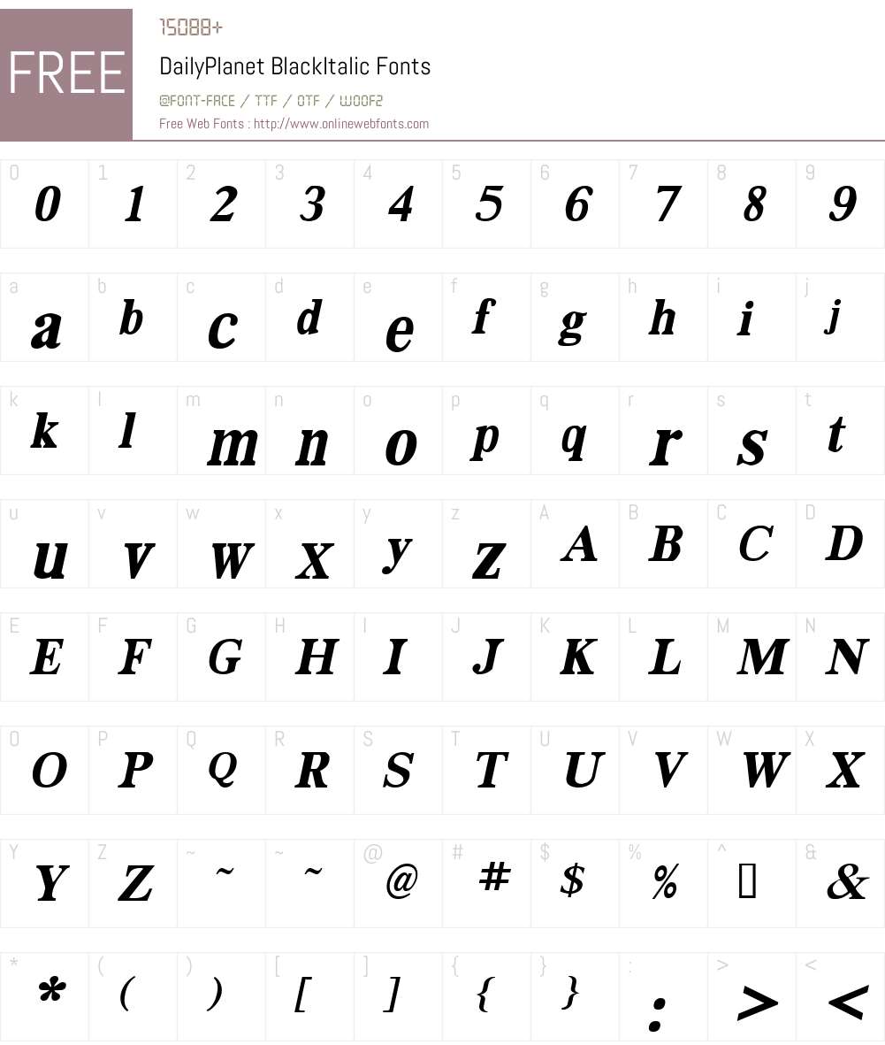 DailyPlanet Font Screenshots